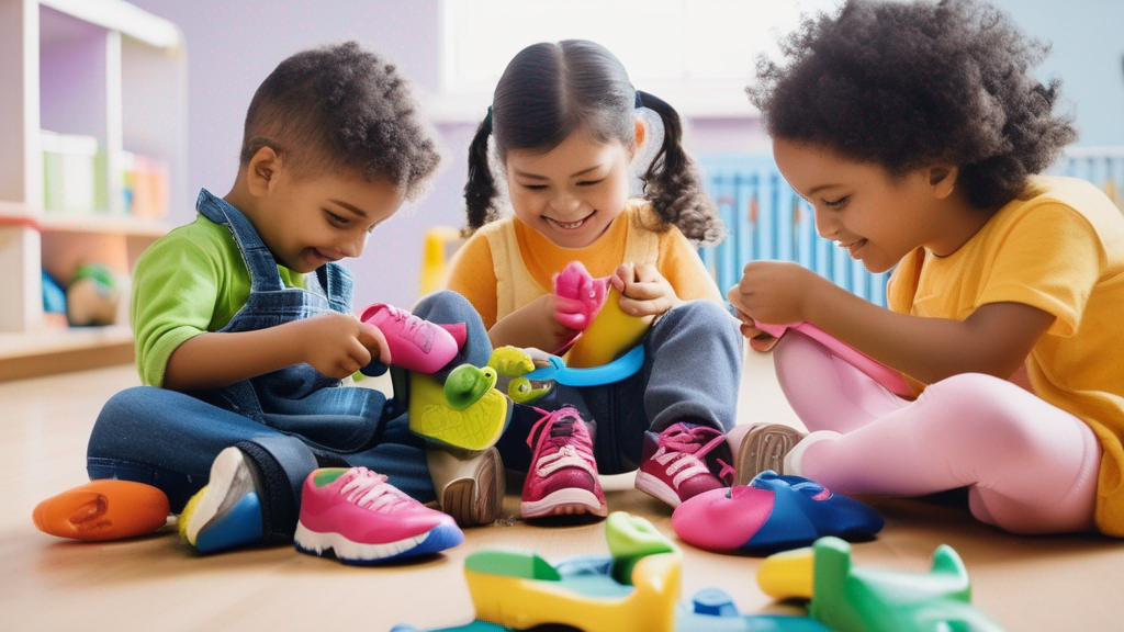 Preschoolers tying shoes, sharing toys, engaging in practical daily tasks