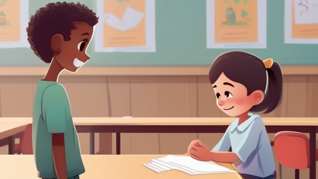 Preschool child showing empathy, helping classmate, emotional learning scene