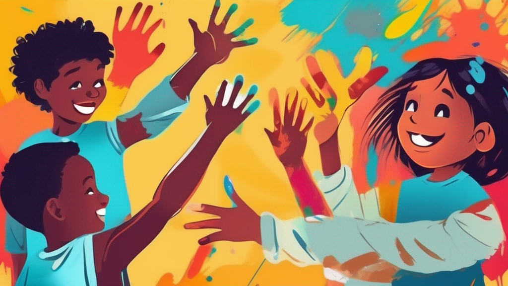 Preschool kids painting, crafting and playing in a colorful classroom, trending activities